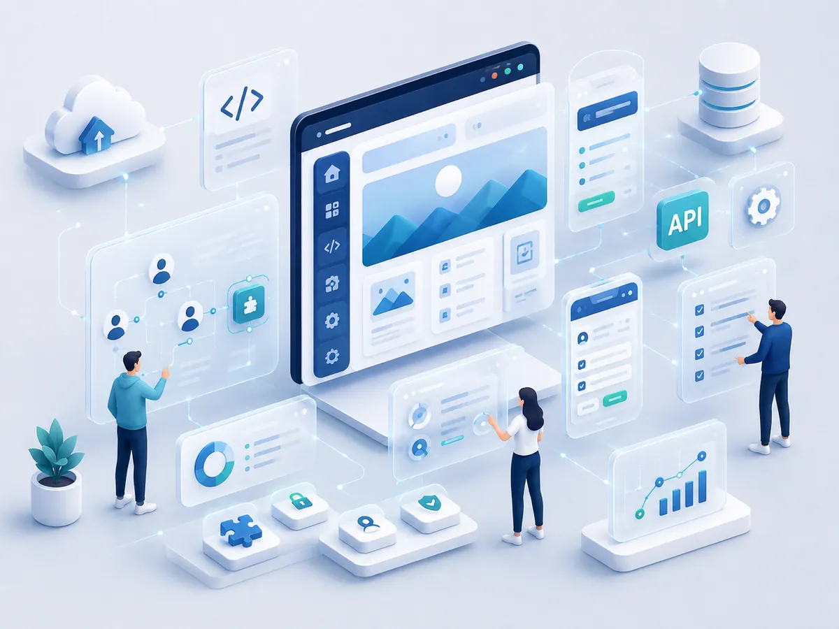 Web apps and SaaS ecosystem illustration